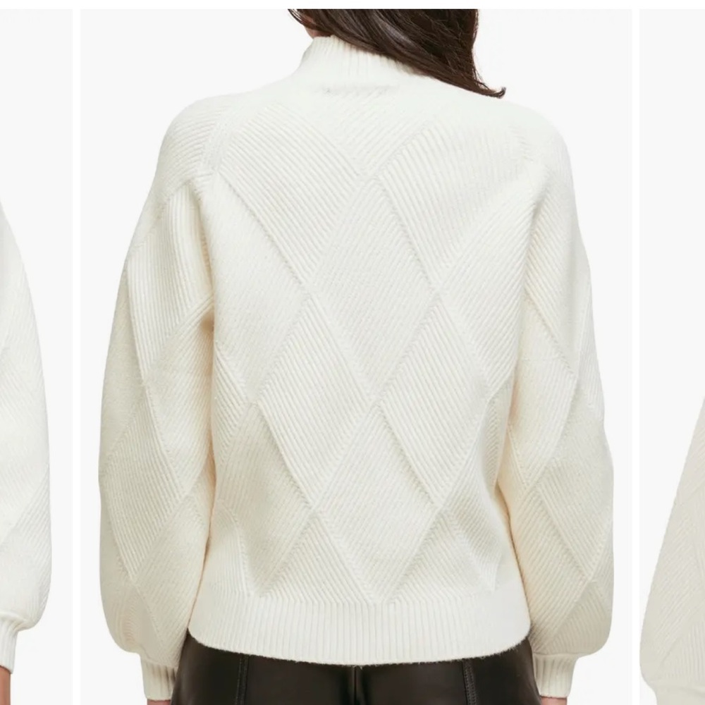 MAJE MARNA DIAMOND RIB MOCK NECK SWEATER - Picture 2 of 4
